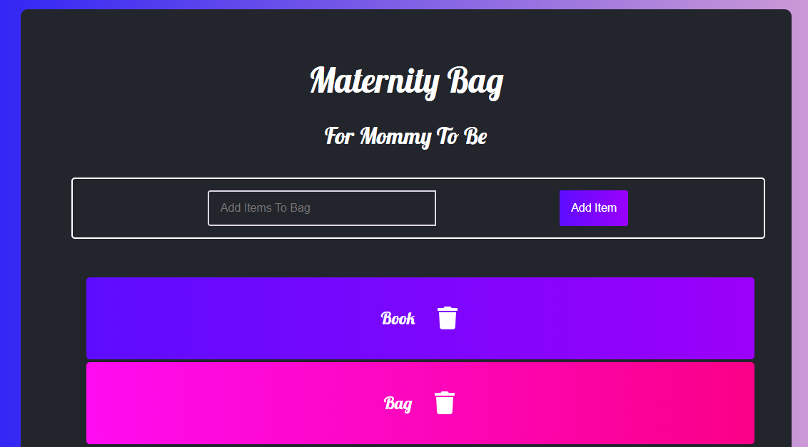 ScreenShot of Maternity App Project