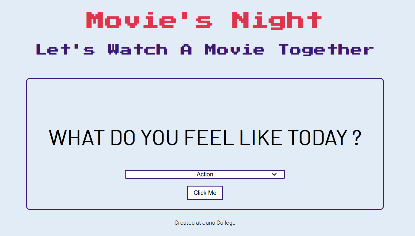 ScreenShot of Movie Night Project